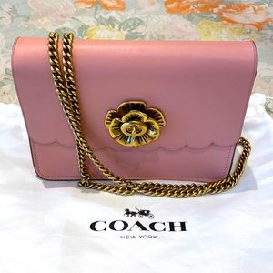 Pink Scalloped Floral Coach Purse